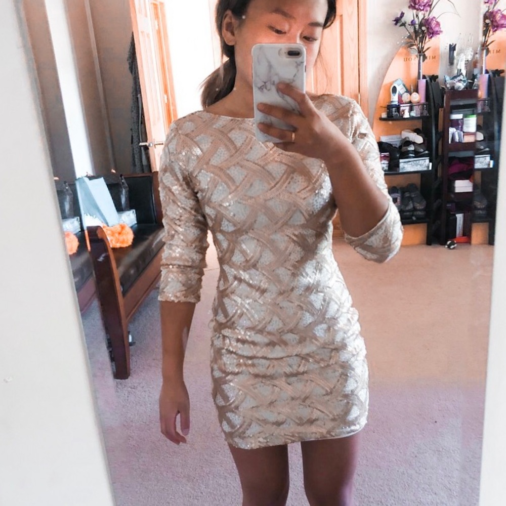White gold sequence dress